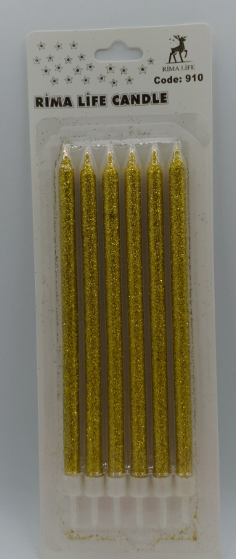 Altın Simli Doğum Günü Mumu 6 Lı Kod: 910